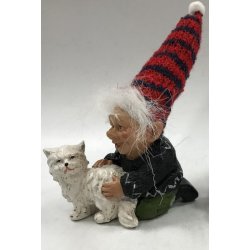 Nisser med kat, 10 cm, mixet.